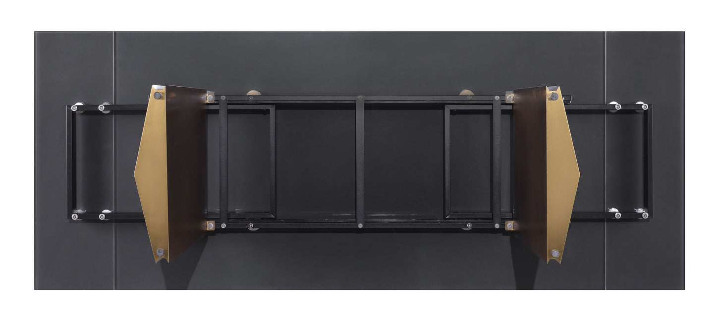 Mesa de comedor extensible Vesa de 97 pulgadas con tapa de vidrio en color beige