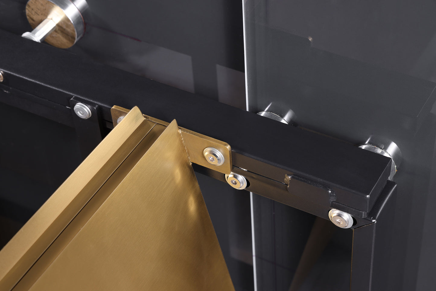 Mesa de comedor extensible Vesa de 97 pulgadas con tapa de vidrio en color beige