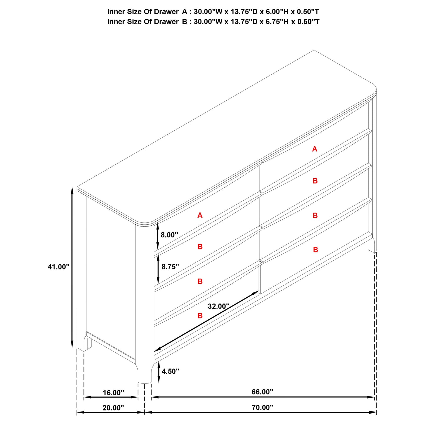 Juego de dormitorio Maderia Queen de 5 piezas en nogal