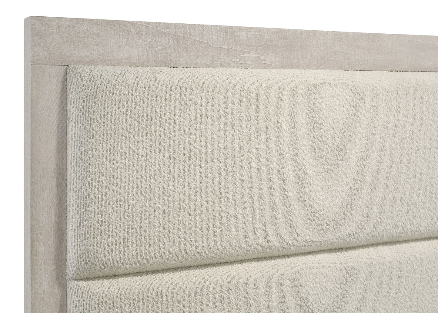 Cama Trenton de 54 pulgadas con paneles de madera estilo oriental, tamaño king, color crema rústico