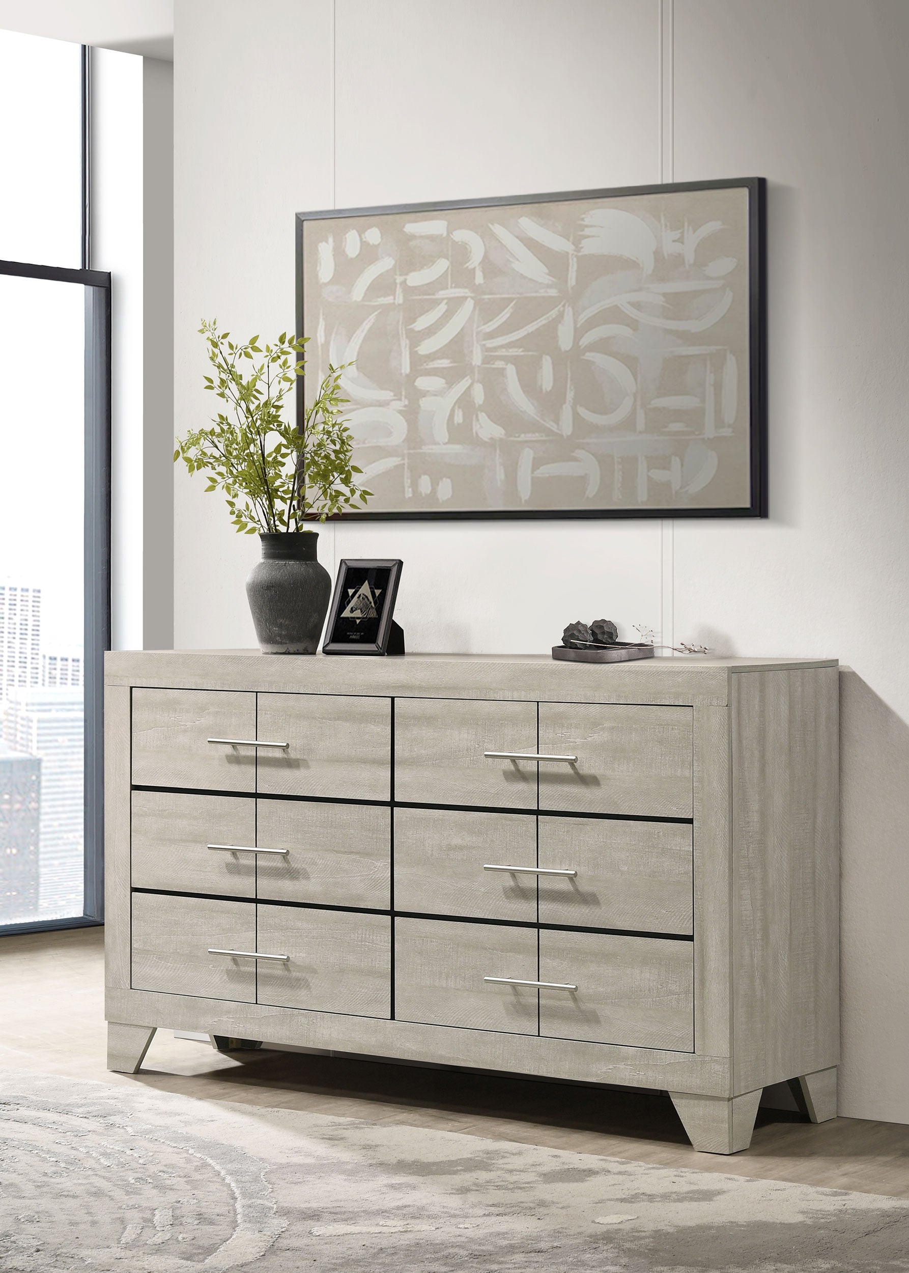 Trenton - 6-Drawer Bedroom Dresser - Rustic Cream Trenton - 6-Drawer Bedroom Dresser - Rustic Cream
