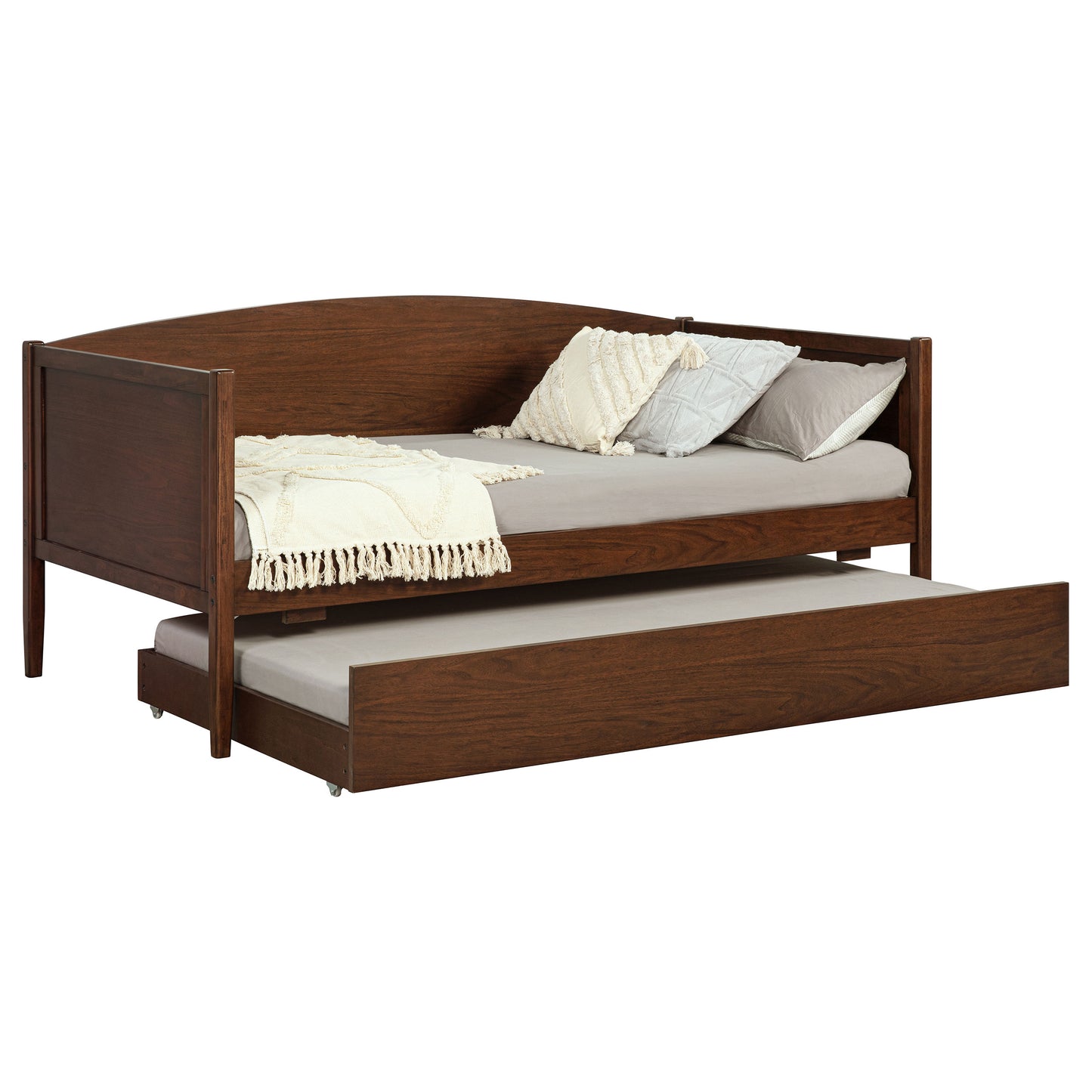 Sofá cama individual Bozeman Wood con cama nido en nogal mediano