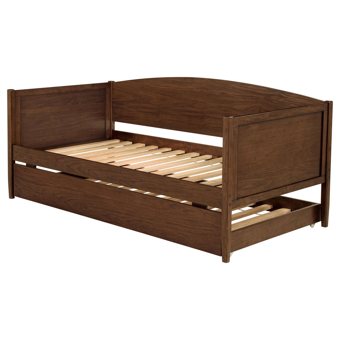 Sofá cama individual Bozeman Wood con cama nido en nogal mediano