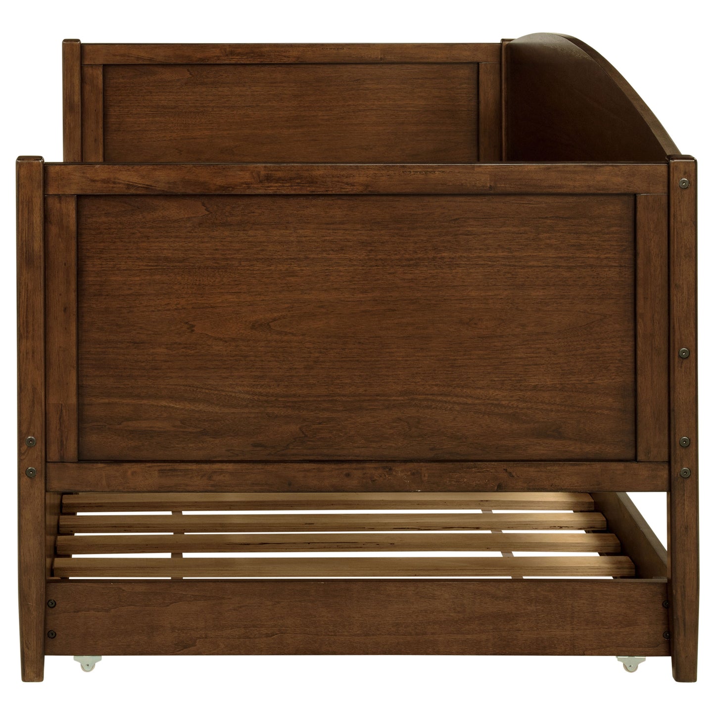 Sofá cama individual Bozeman Wood con cama nido en nogal mediano