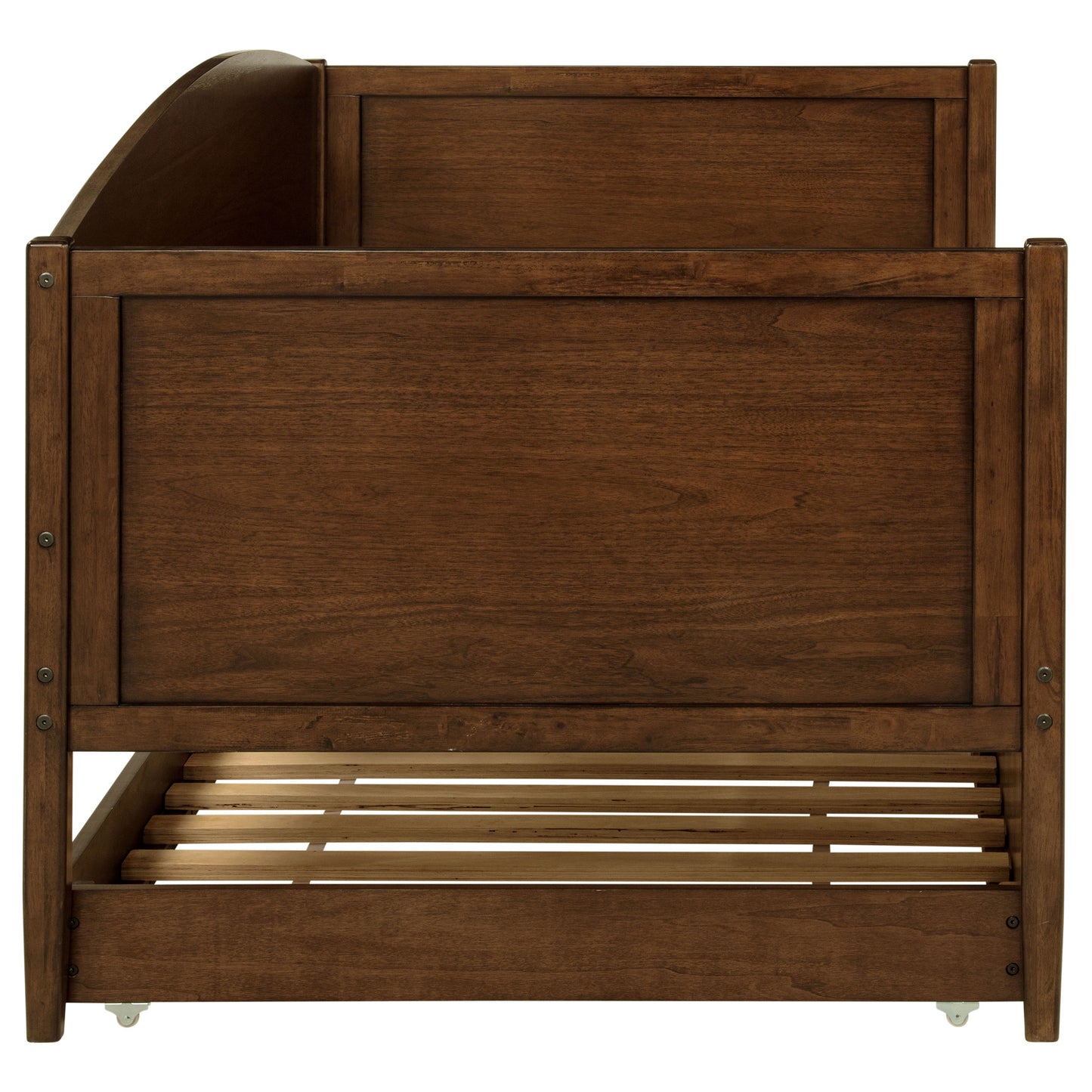 Sofá cama individual Bozeman Wood con cama nido en nogal mediano