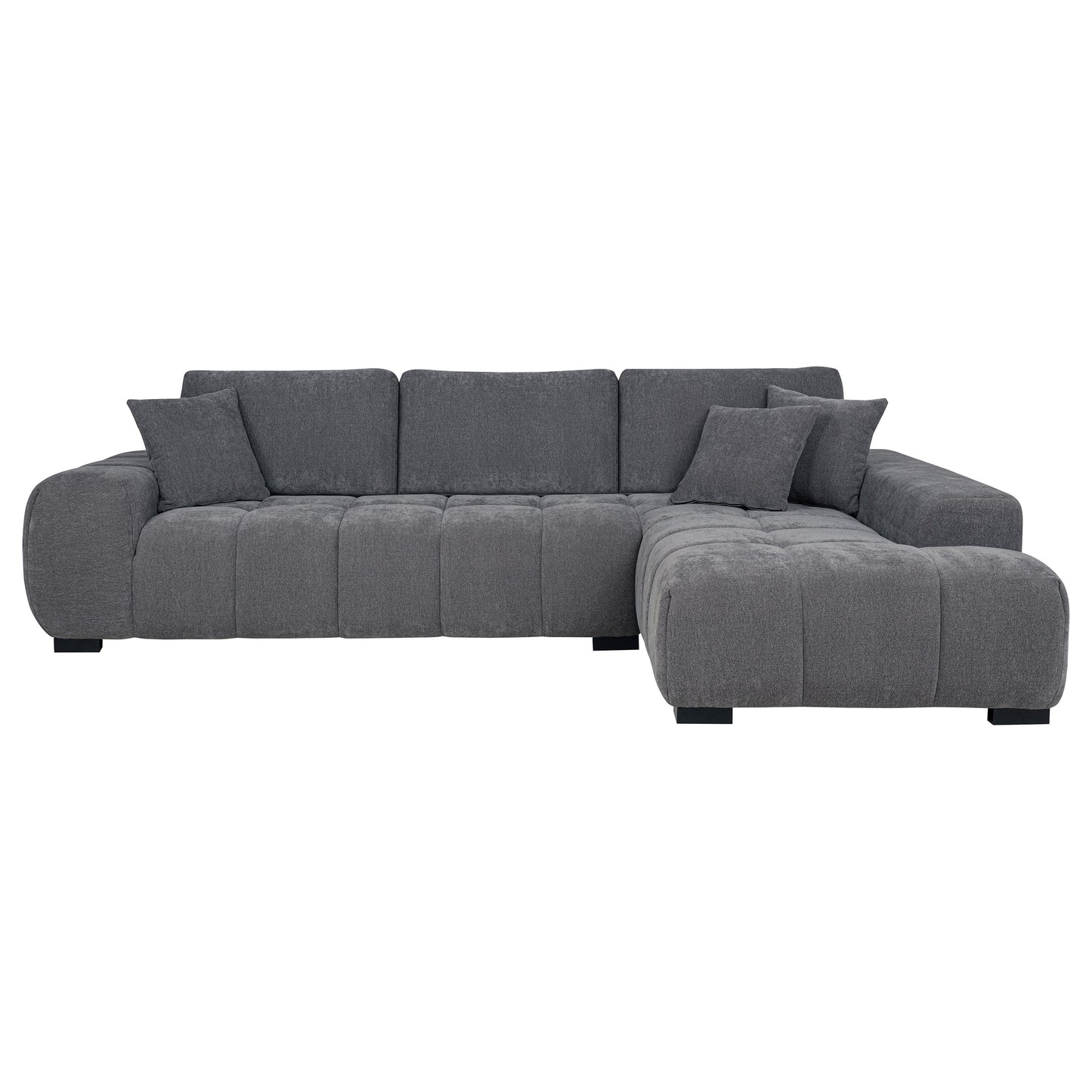 Sofá chaise longue seccional tapizado Octavia gris carbón