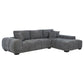 Sofá chaise longue seccional tapizado Octavia gris carbón