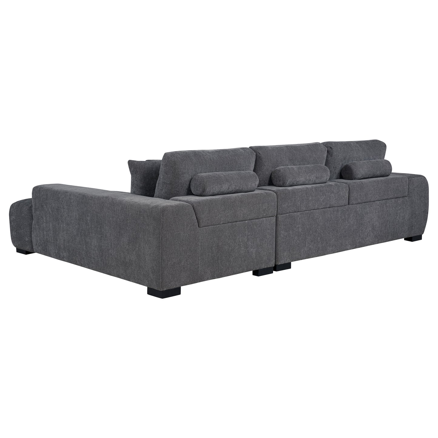 Sofá chaise longue seccional tapizado Octavia gris carbón