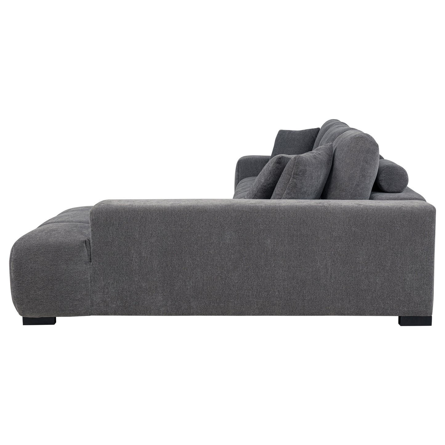Sofá chaise longue seccional tapizado Octavia gris carbón