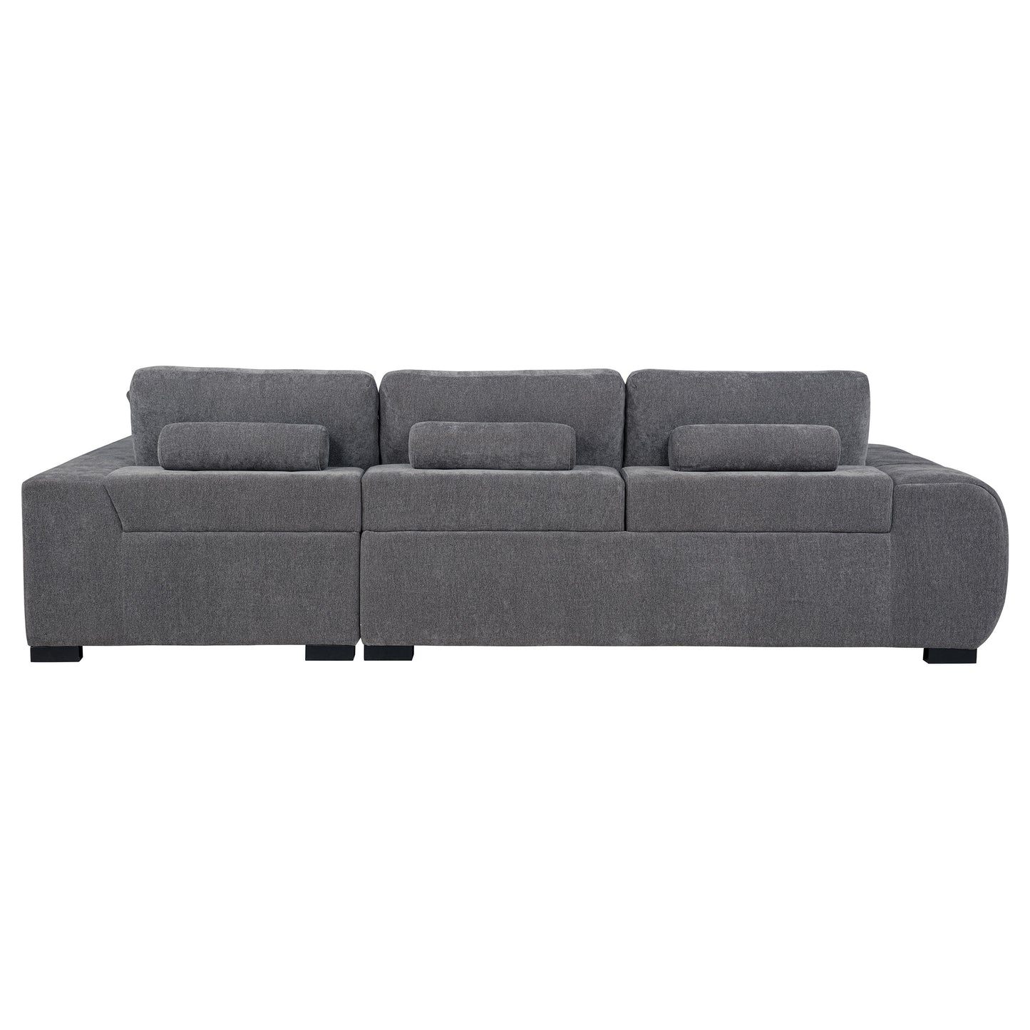 Sofá chaise longue seccional tapizado Octavia gris carbón