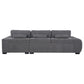 Sofá chaise longue seccional tapizado Octavia gris carbón