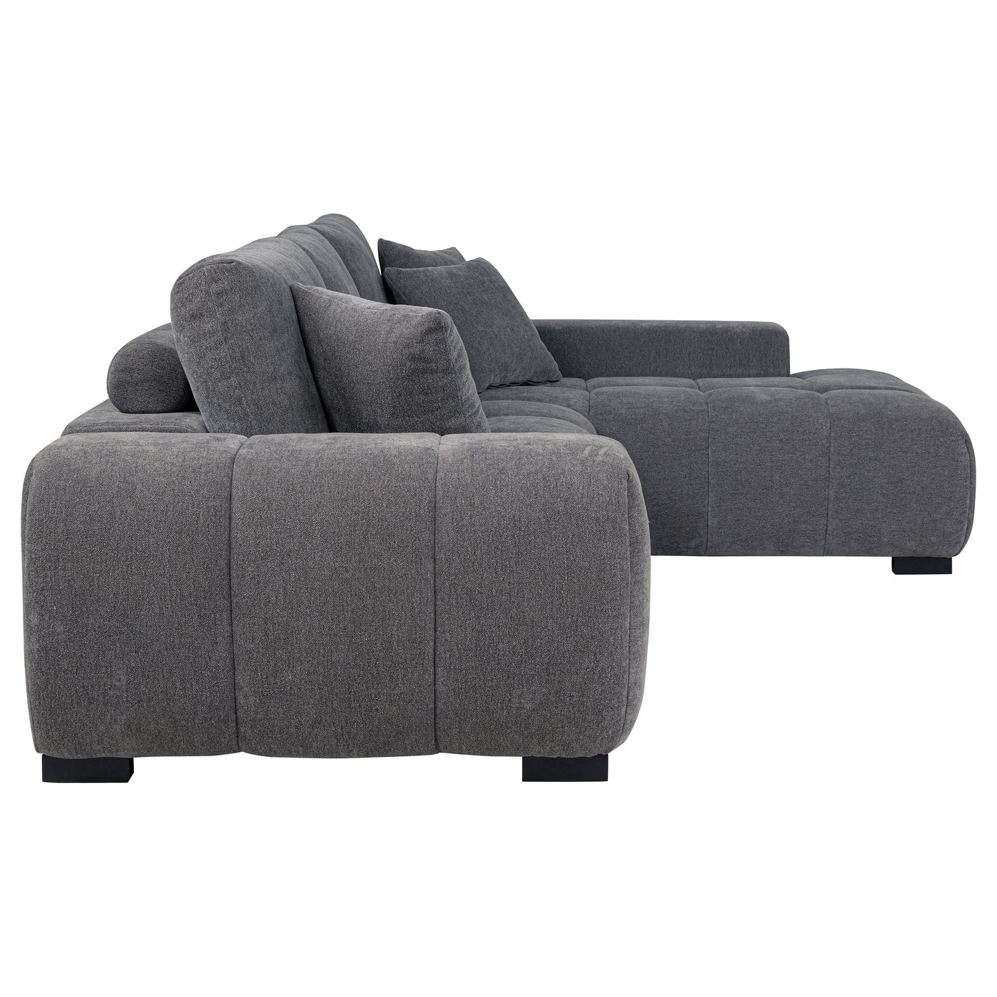 Sofá chaise longue seccional tapizado Octavia gris carbón