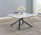 Mesa de centro Carvell cuadrada con superficie de piedra sinterizada Mirage White