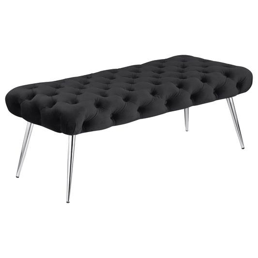 Banco capitoné tapizado Ella con patas de acero inoxidable en color negro