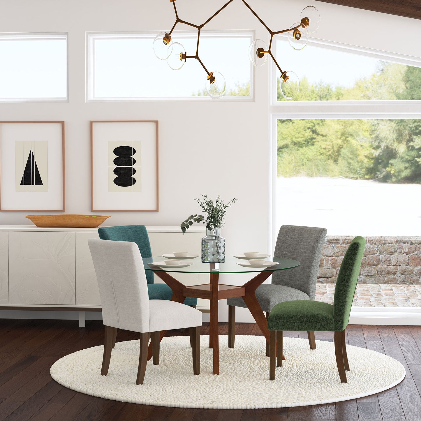 Silla de comedor tapizada Cantley beige (juego de 2)