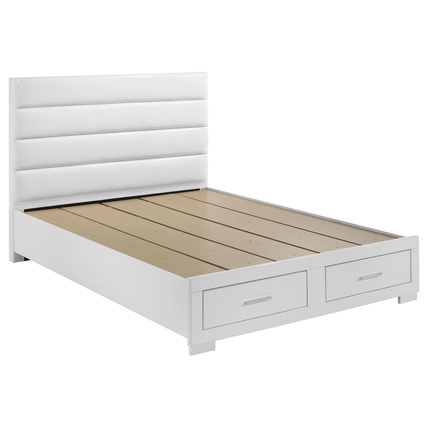 Cama King Felicity Eastern con almacenamiento, color blanco brillante