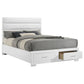 Cama King Felicity Eastern con almacenamiento, color blanco brillante
