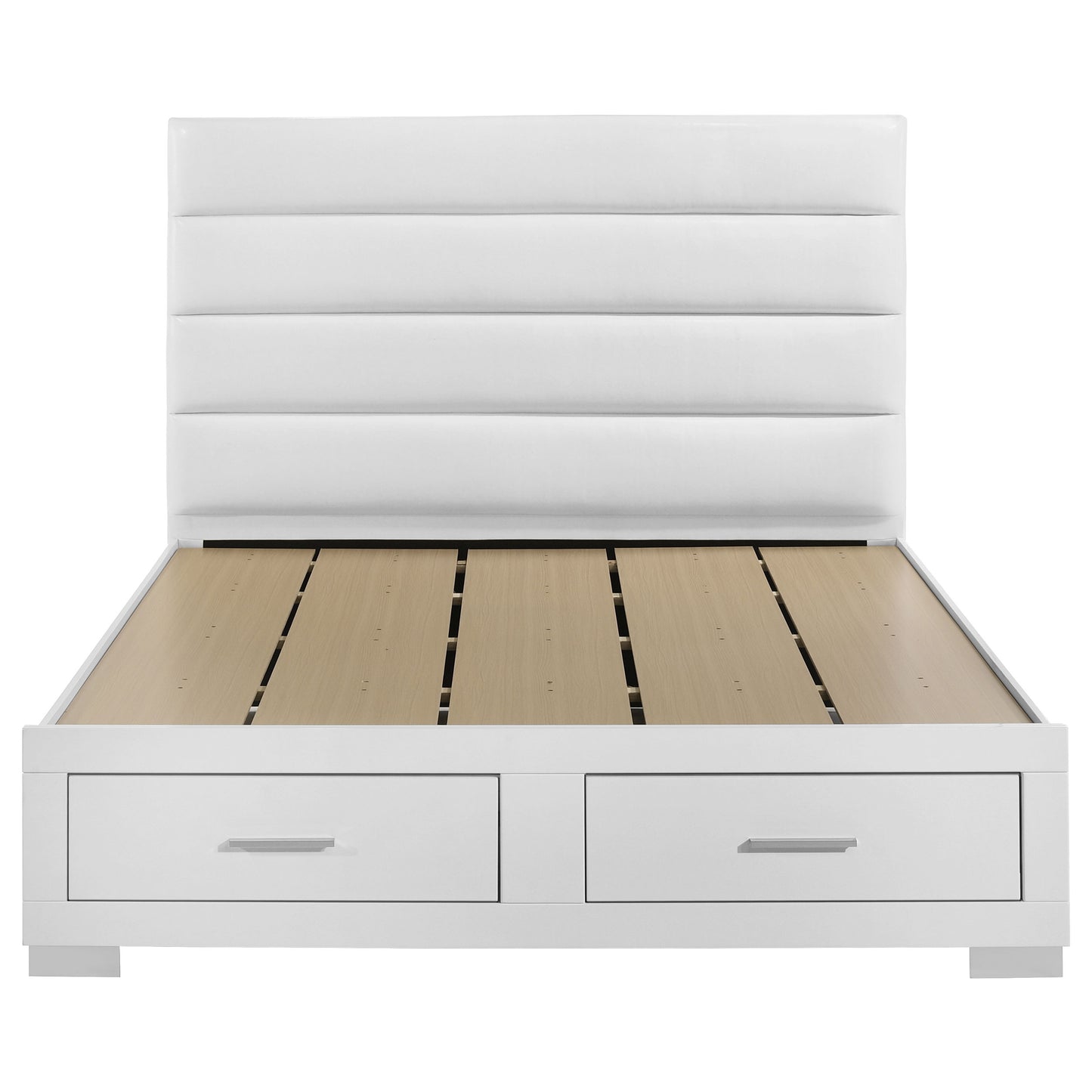 Cama King Felicity Eastern con almacenamiento, color blanco brillante