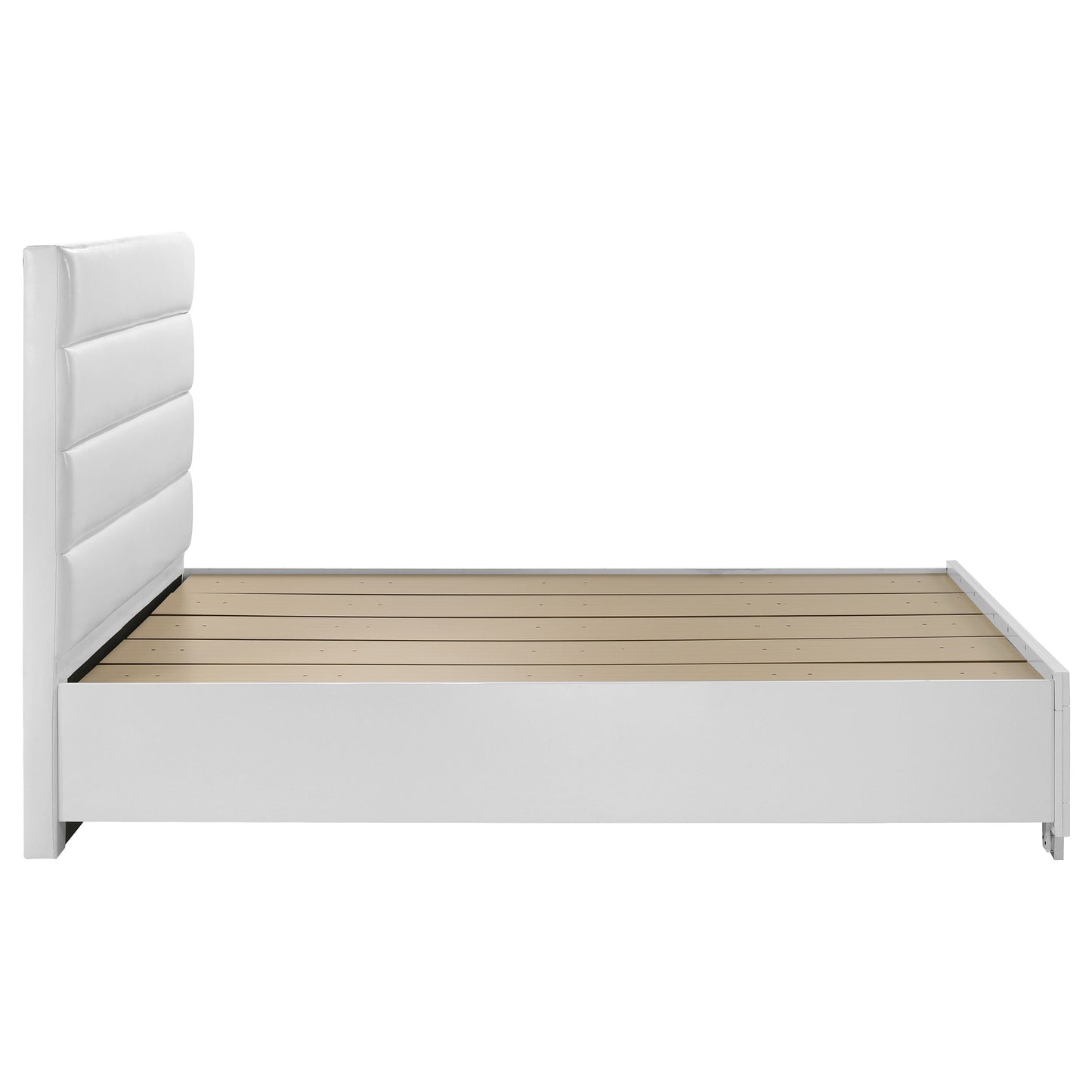 Cama King Felicity Eastern con almacenamiento, color blanco brillante