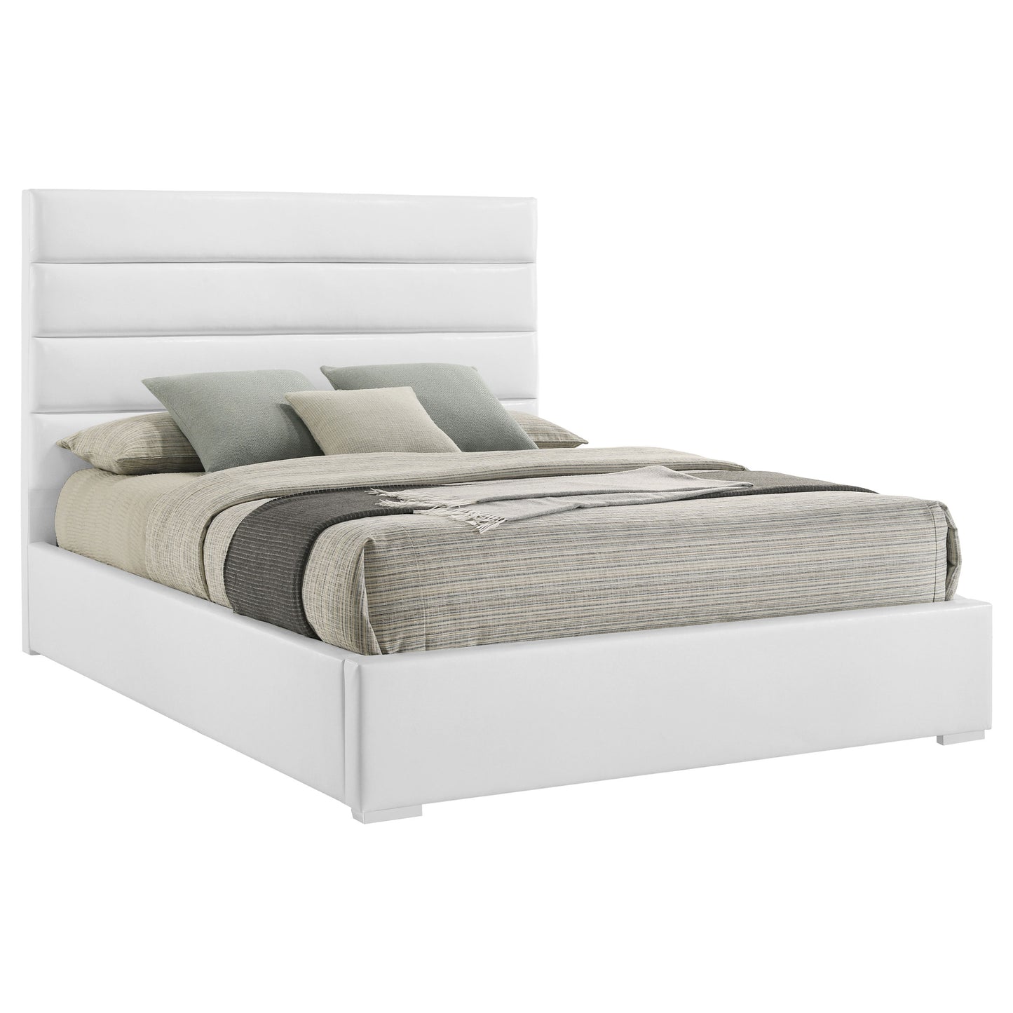 Cama Felicity tapizada de plataforma tamaño king de 53 pulgadas, color blanco