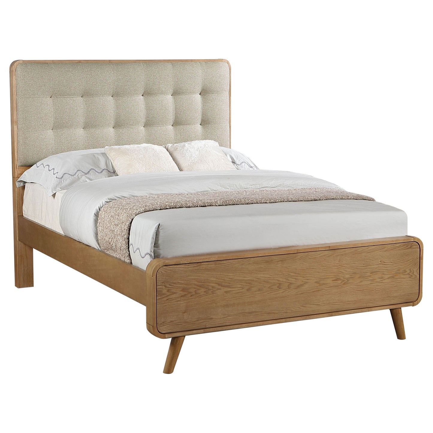 Cama de plataforma completa Robyn Wood de fresno claro