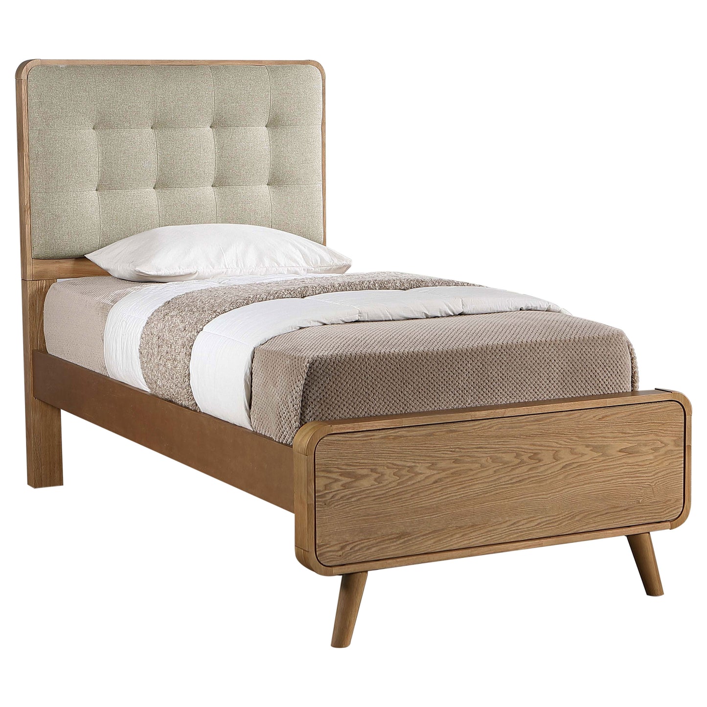 Cama doble con plataforma Robyn Wood de fresno claro