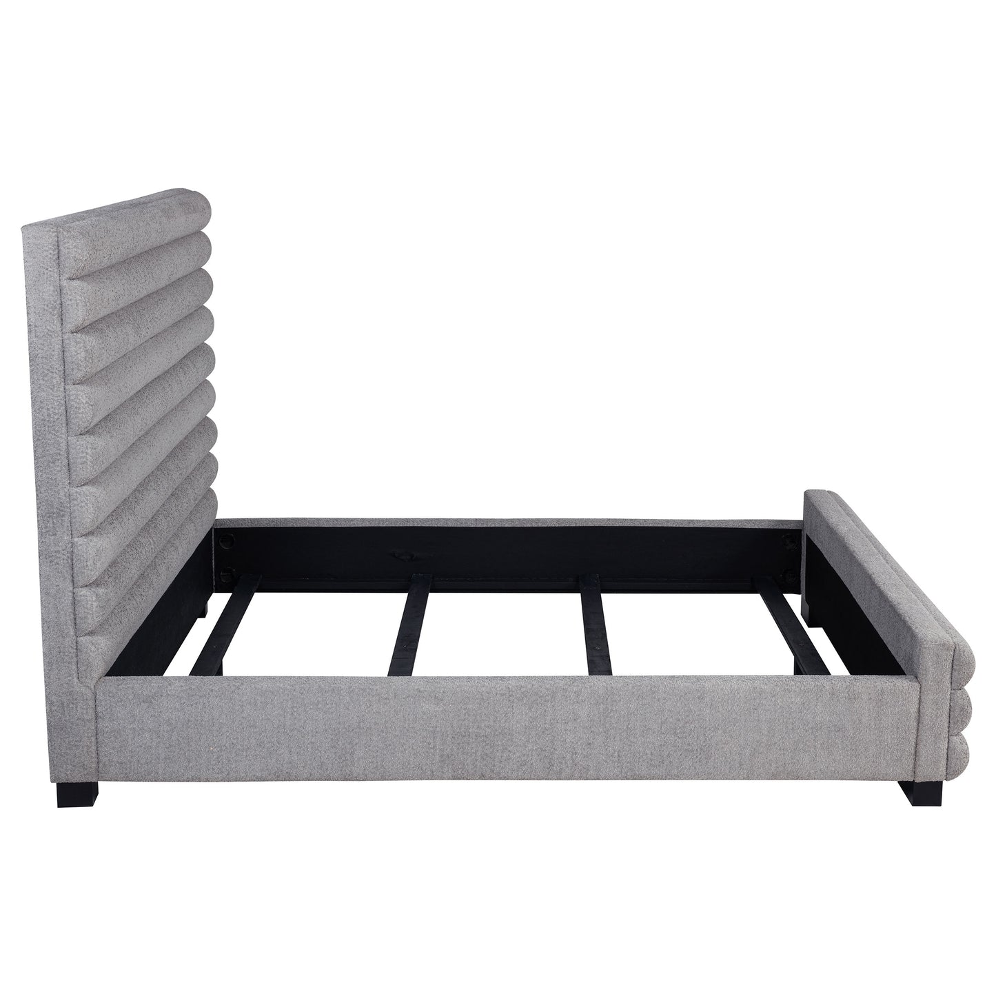 Cama Queen Patricia de 58 pulgadas tapizada en bouclé gris