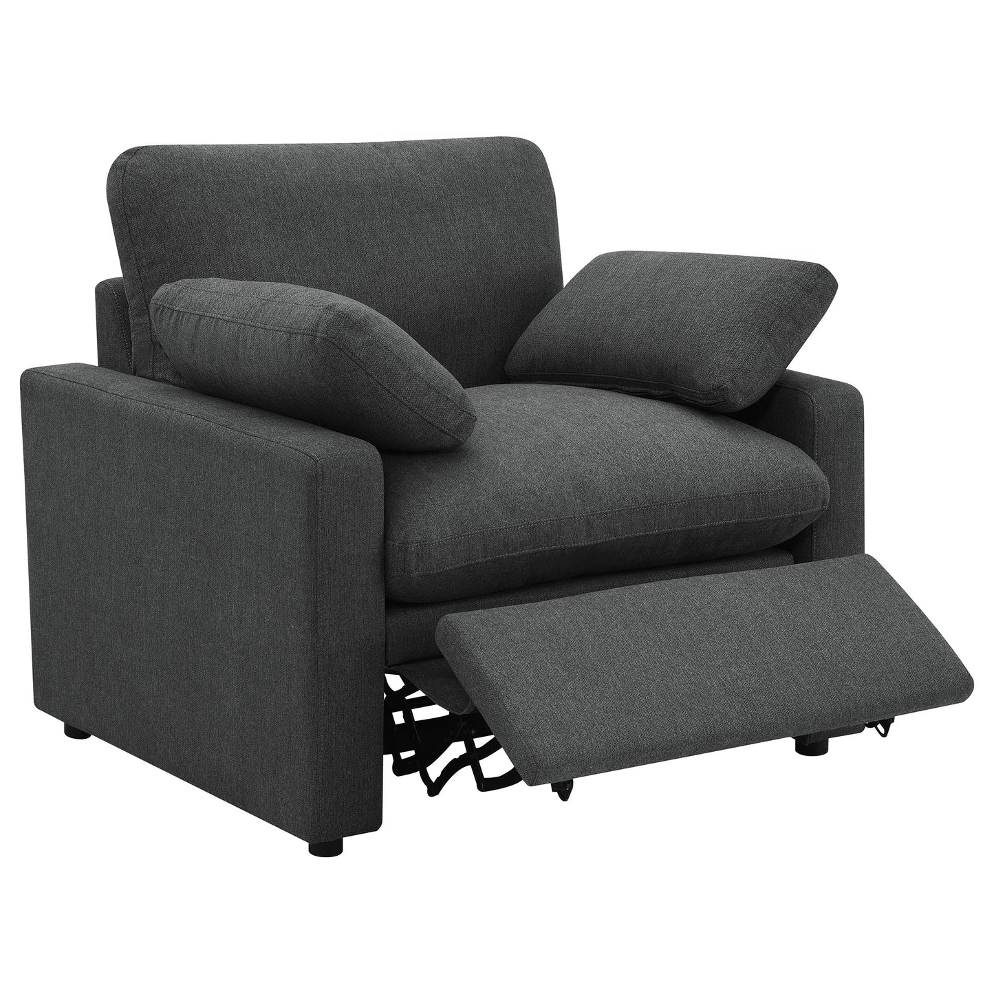 Sillón reclinable eléctrico tapizado Collins gris oscuro