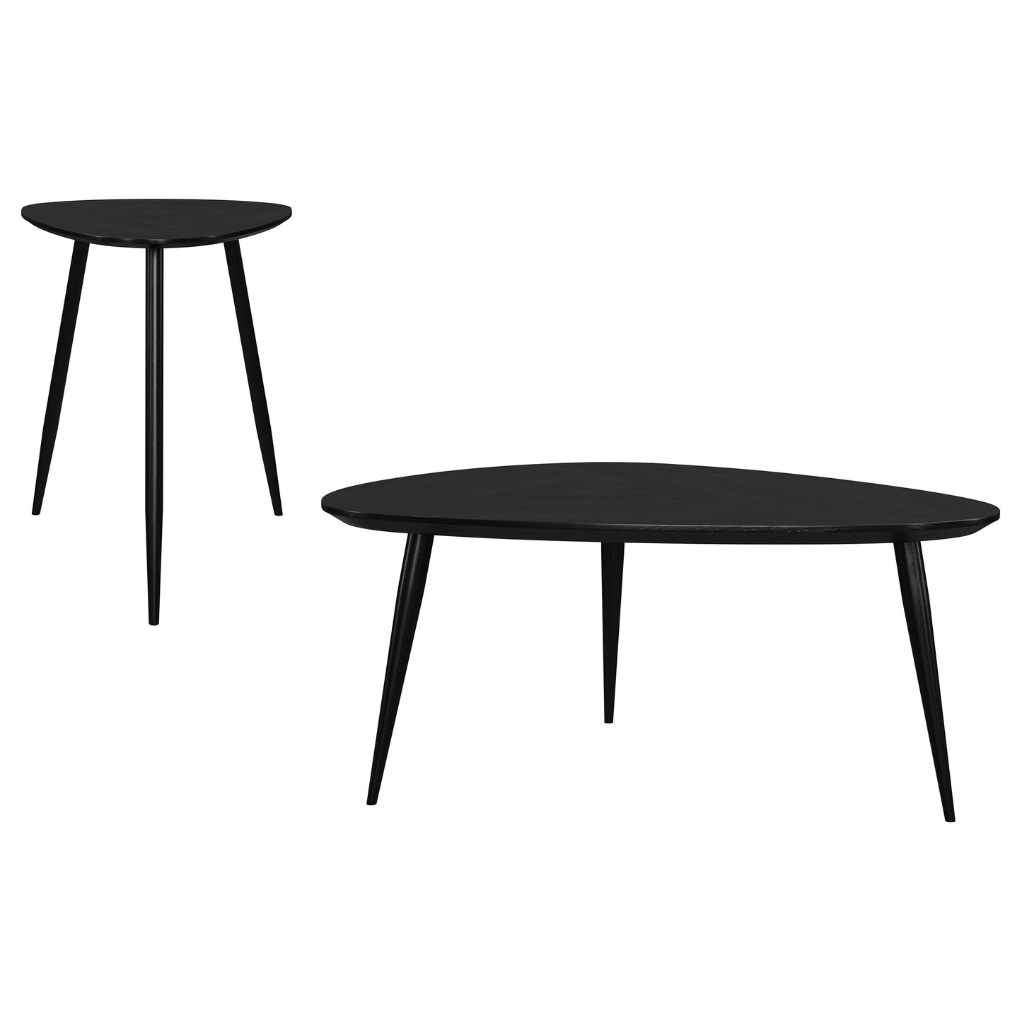 Juego de mesa de centro y auxiliar triangular Odessa de 2 piezas, color negro