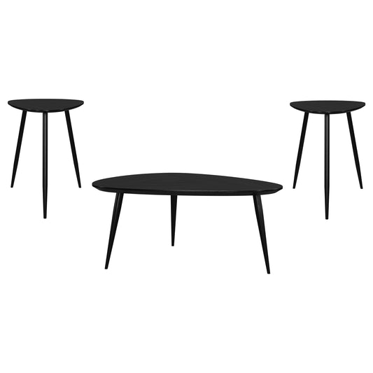 Juego de mesa de centro y auxiliar triangular Odessa de 3 piezas, color negro