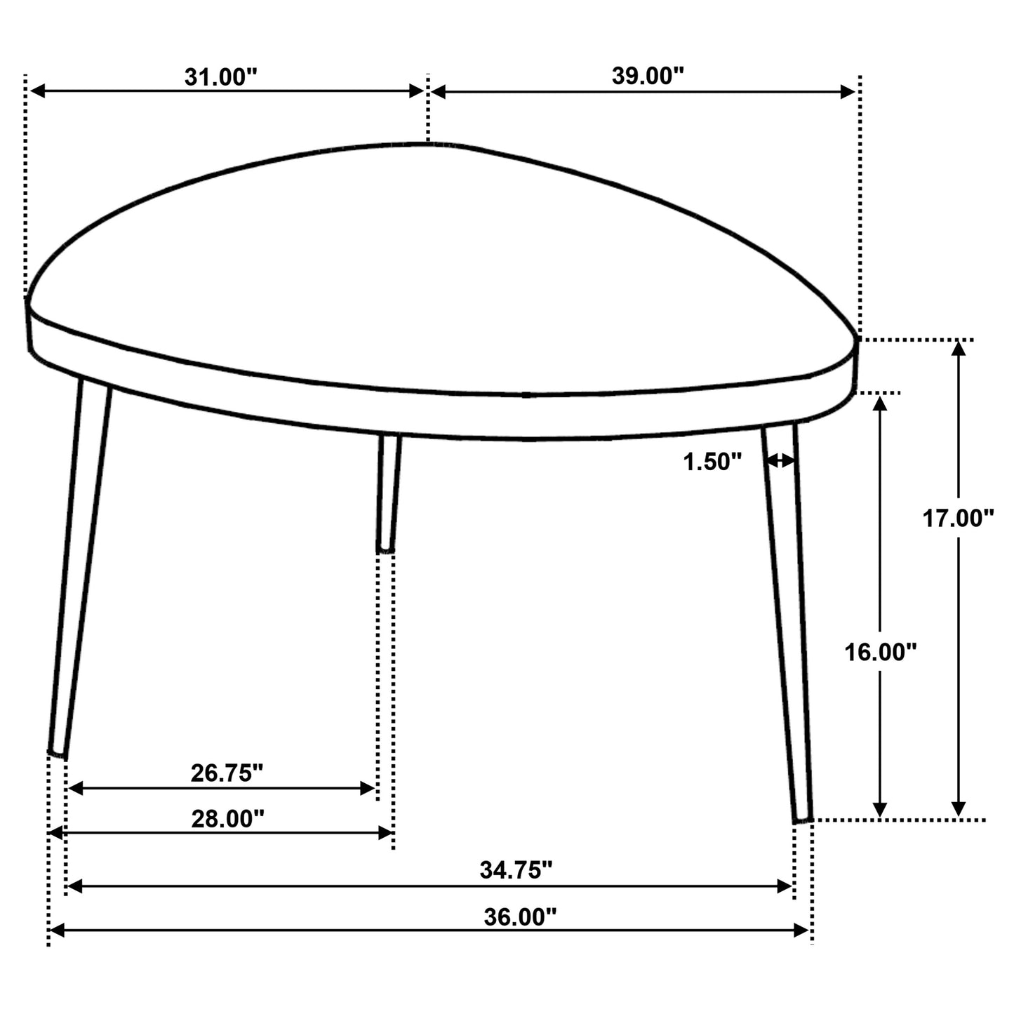 Juego de mesa de centro y auxiliar triangular Odessa de 2 piezas, color negro