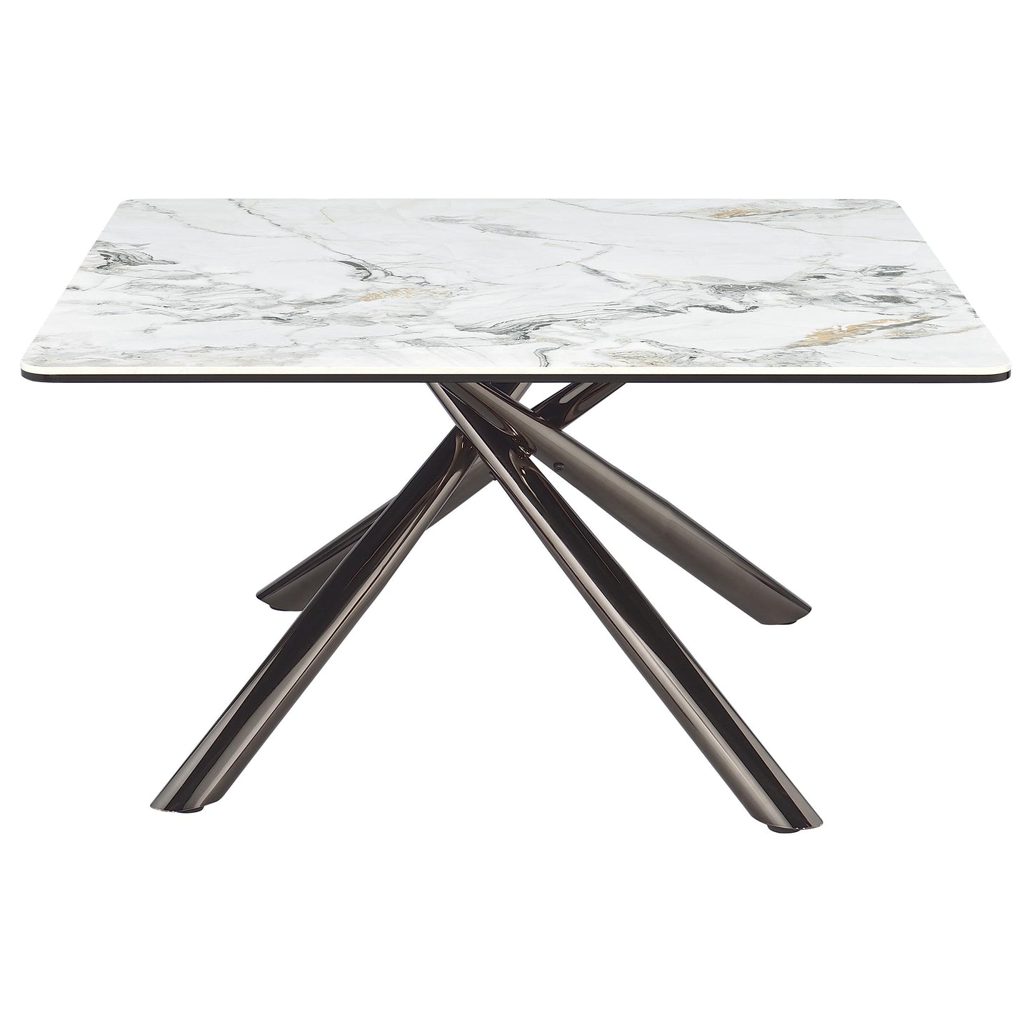 Mesa de centro Carvell cuadrada con superficie de piedra sinterizada Mirage White