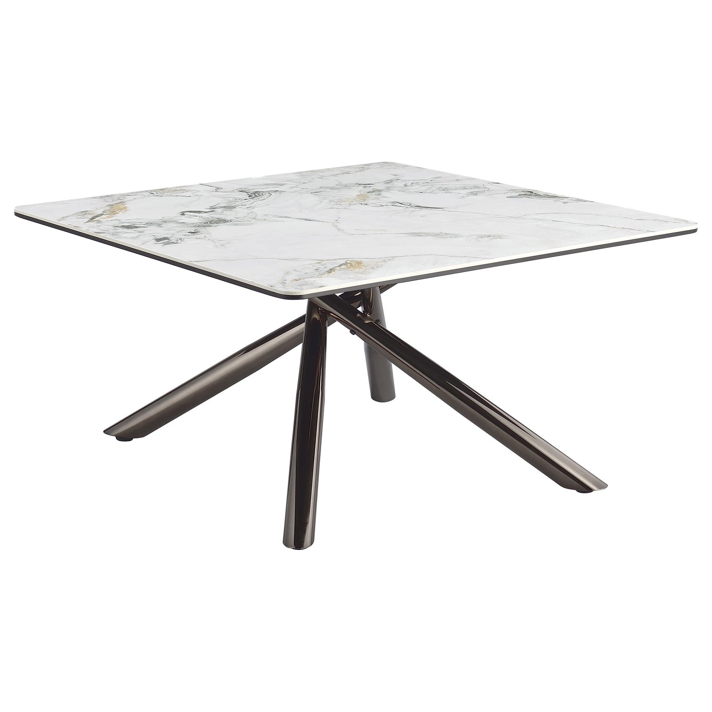 Mesa de centro Carvell cuadrada con superficie de piedra sinterizada Mirage White
