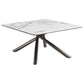 Mesa de centro Carvell cuadrada con superficie de piedra sinterizada Mirage White