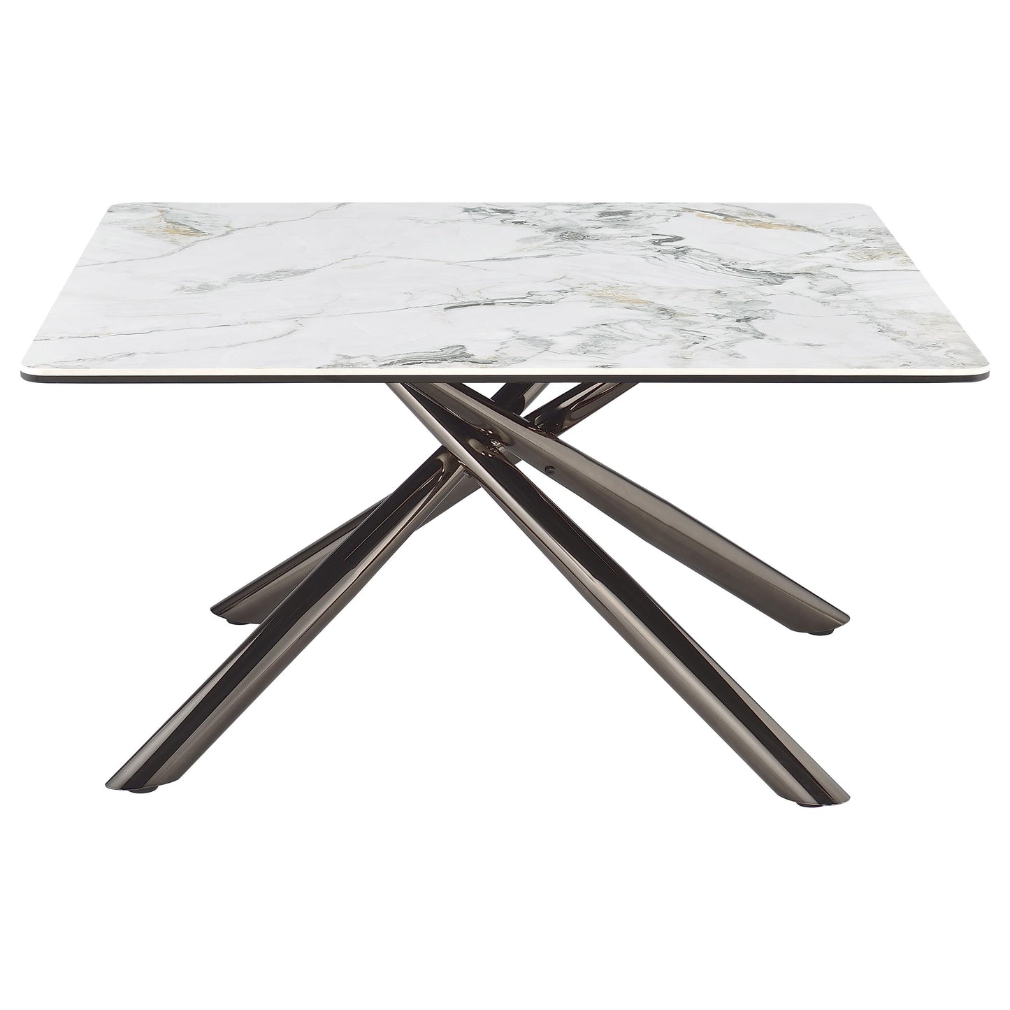 Mesa de centro Carvell cuadrada con superficie de piedra sinterizada Mirage White