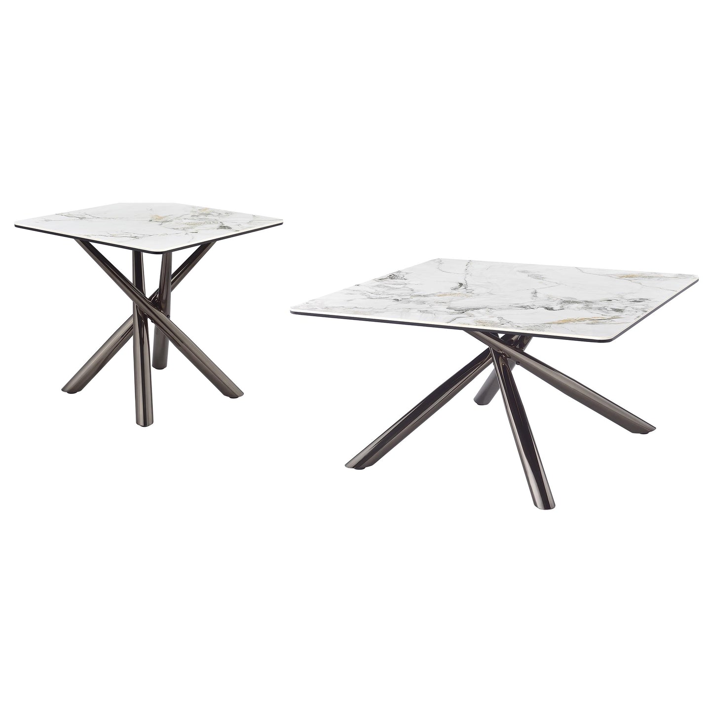 Juego de mesa de centro y auxiliar cuadrada Carvell de 2 piezas Mirage White