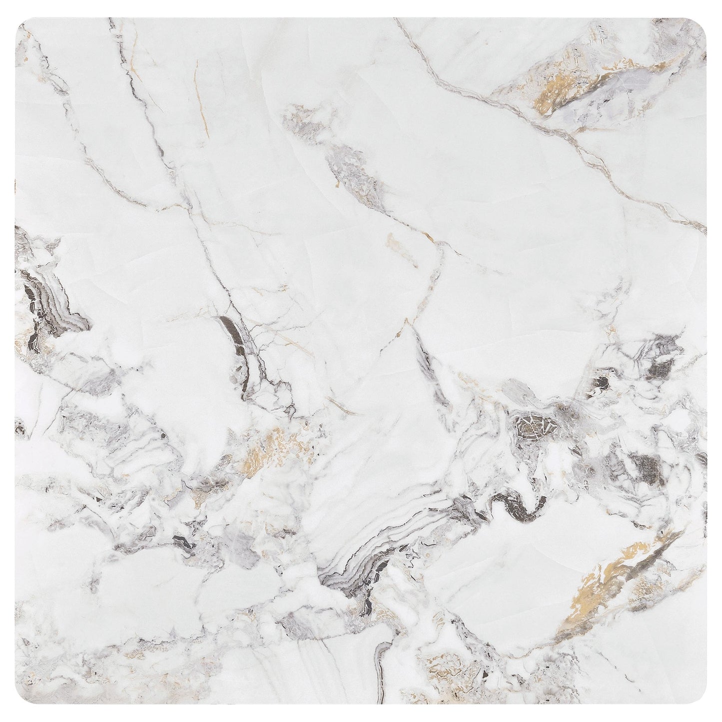 Mesa de centro Carvell cuadrada con superficie de piedra sinterizada Mirage White