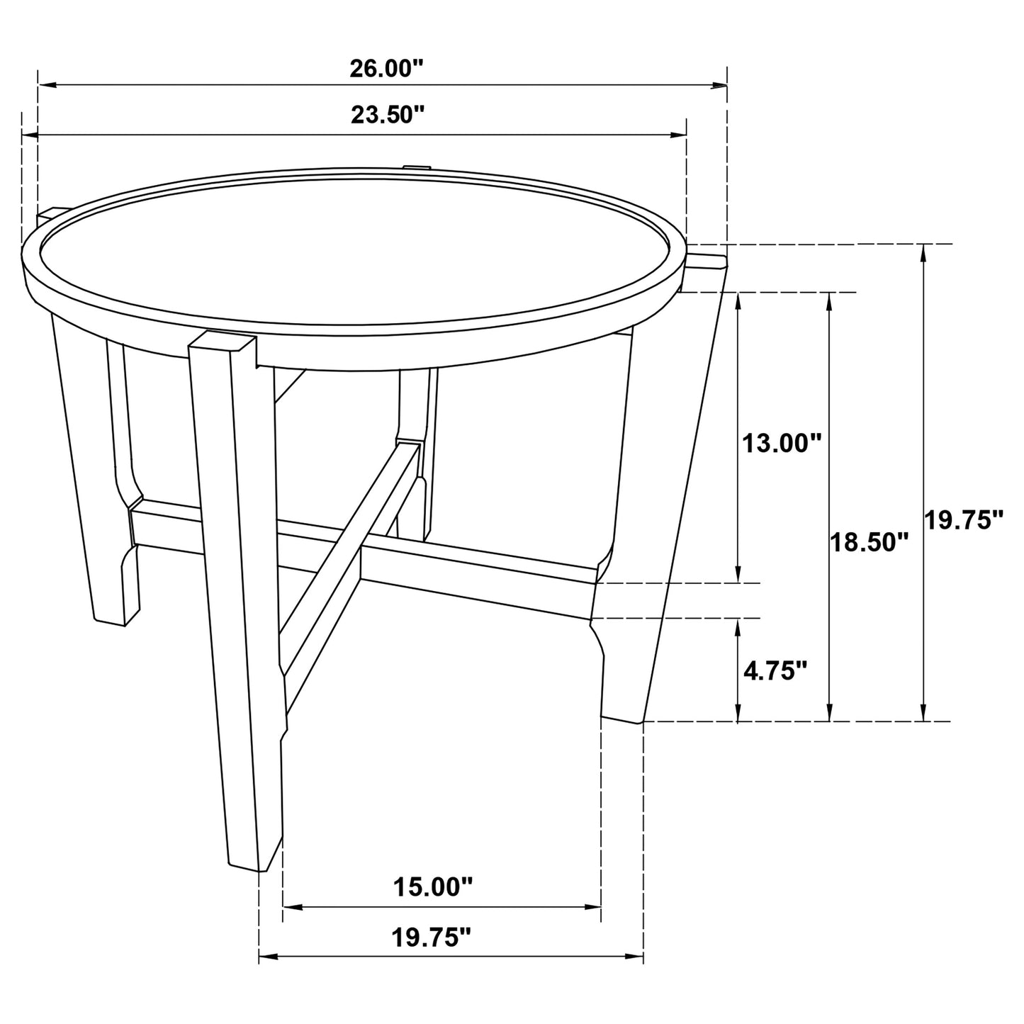 Juego de mesa de centro y auxiliar de madera maciza Cota de 2 piezas en marrón oscuro
