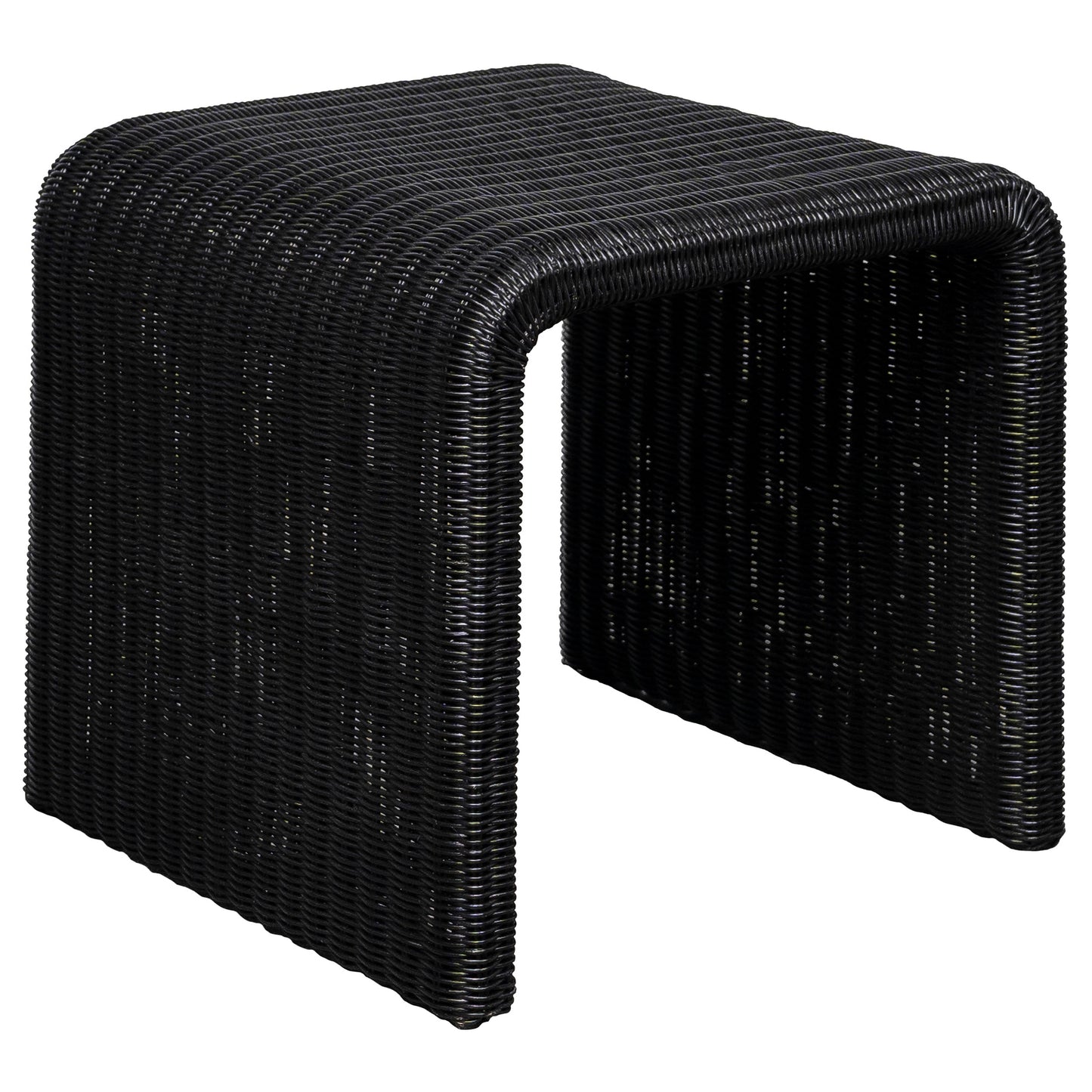 Juego de mesa auxiliar y de centro de ratán de 2 piezas Cahya, color negro
