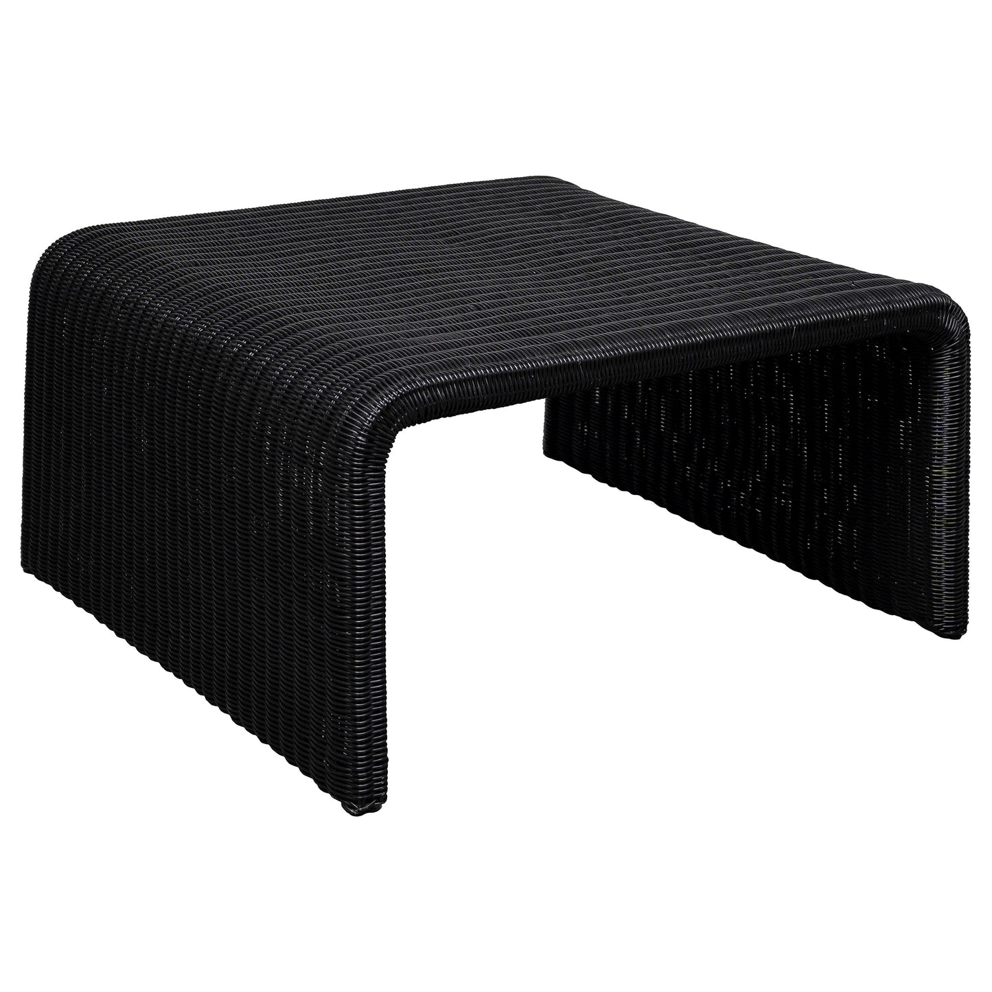 Juego de mesa auxiliar y de centro de ratán de 2 piezas Cahya, color negro
