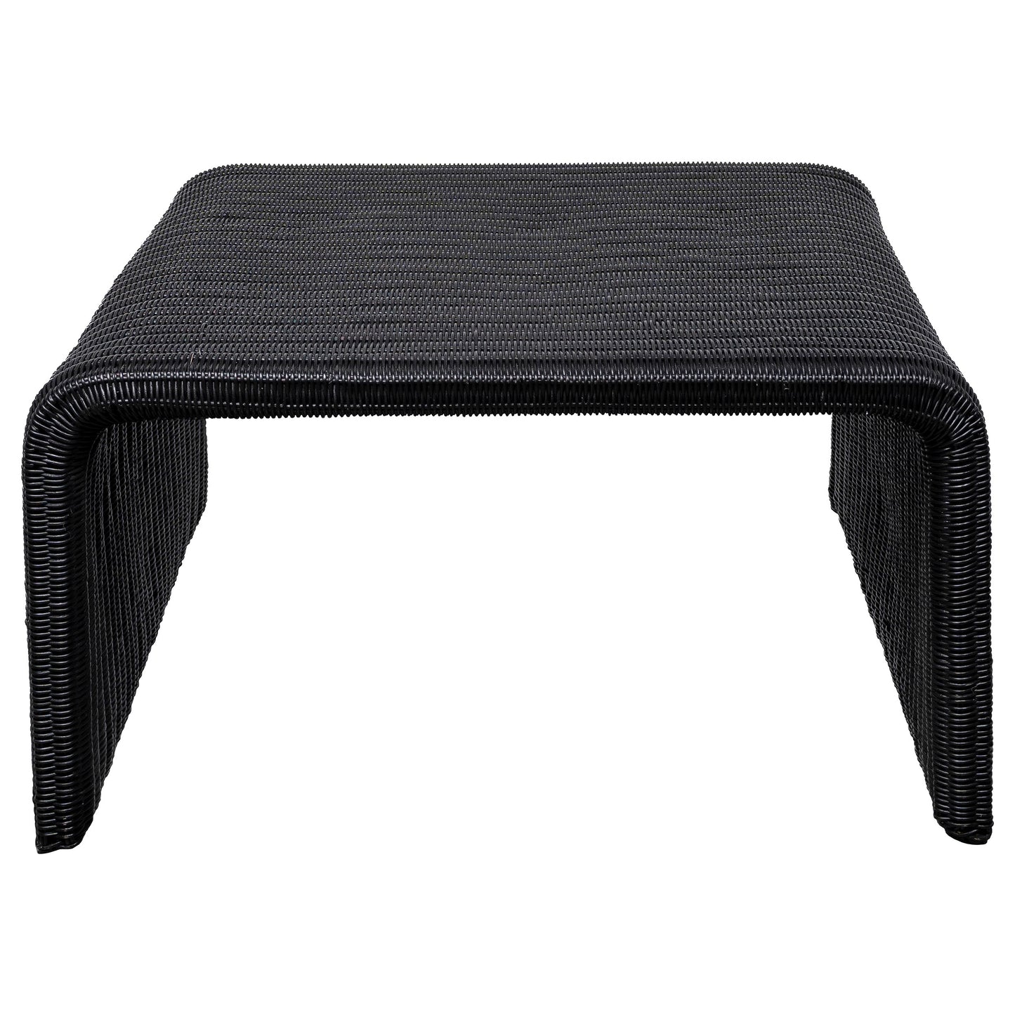 Juego de mesa auxiliar y de centro de ratán de 2 piezas Cahya, color negro