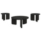 Juego de mesa de centro y auxiliar de madera maciza Cordova de 3 piezas, color negro