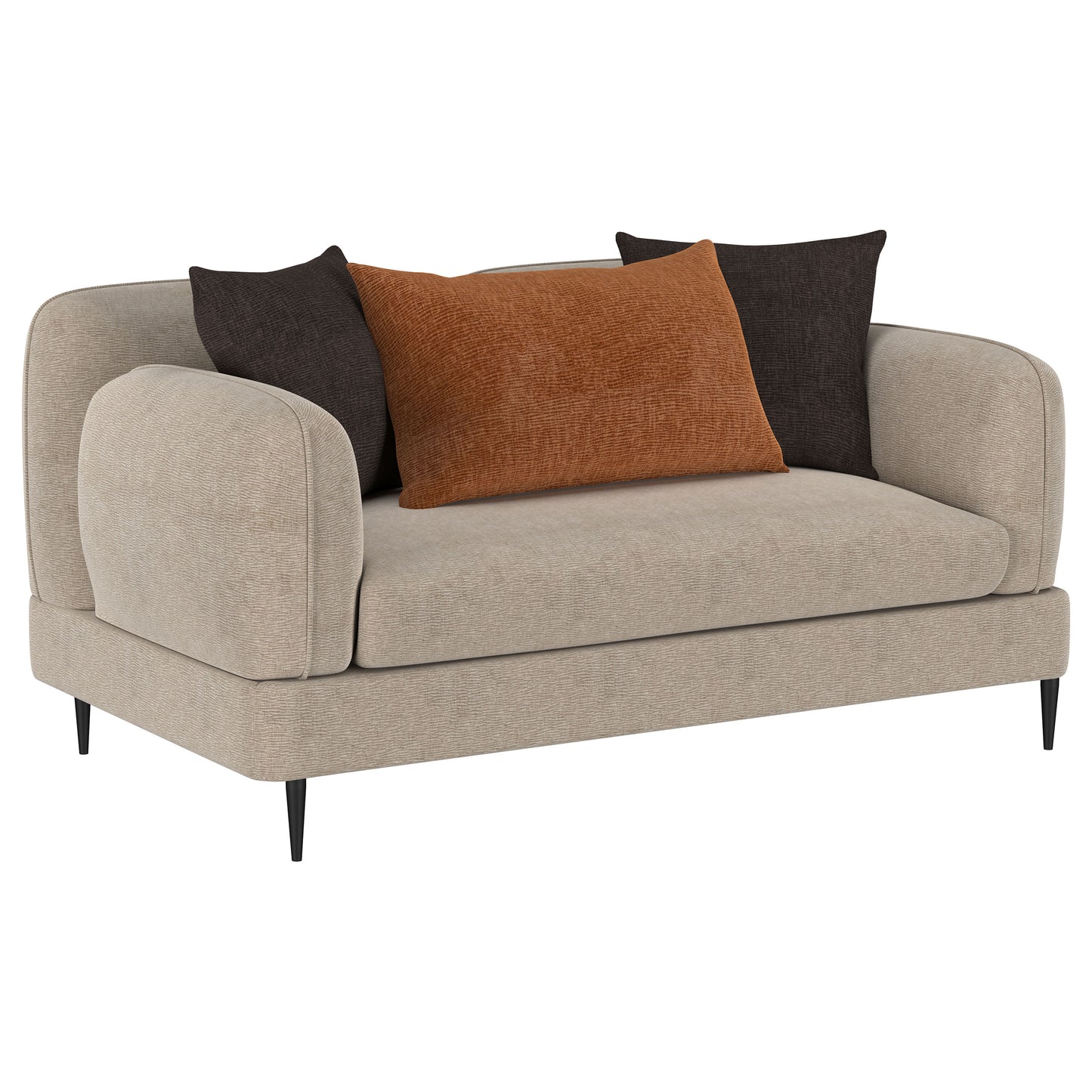 Loveseat con brazos esculpidos tapizado en chenilla Jade Latte