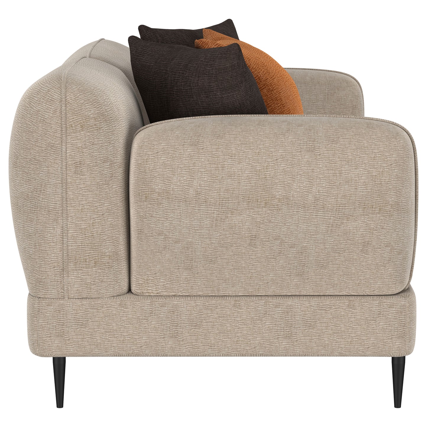 Loveseat con brazos esculpidos tapizado en chenilla Jade Latte