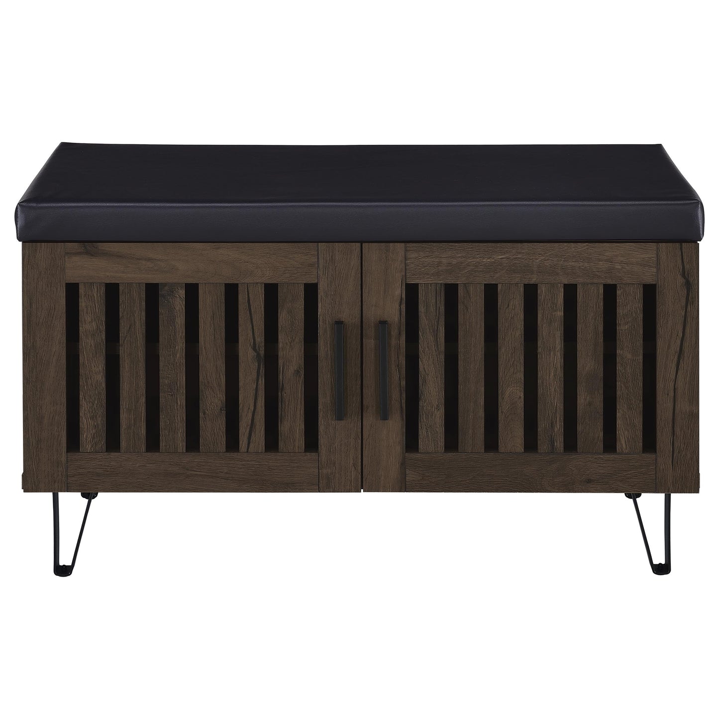 Banco de entrada acolchado para zapatos Brixton de 2 puertas en roble ahumado