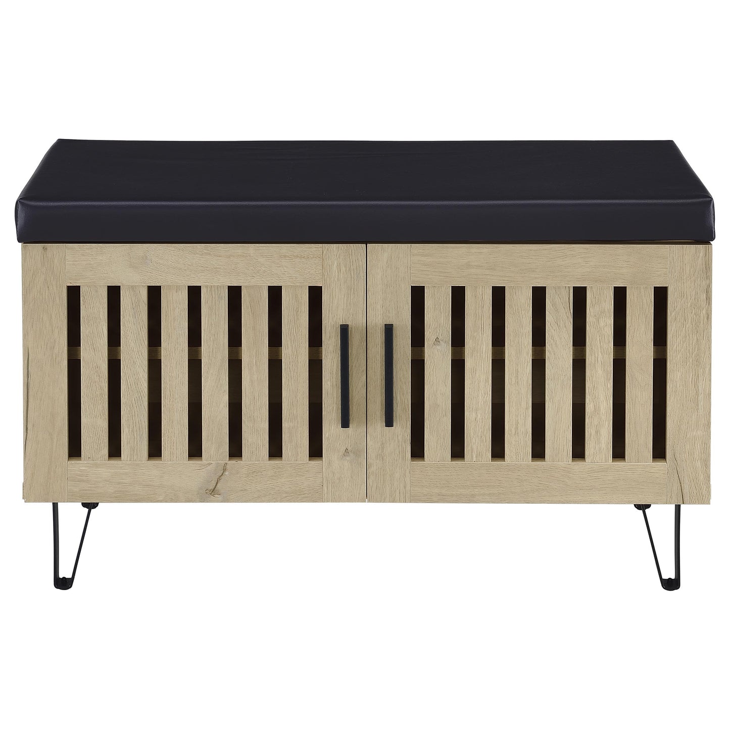 Banco de entrada acolchado para zapatos Brixton de 2 puertas, roble blanco