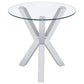 Mesa auxiliar redonda Kenzie con tapa de vidrio templado cromada
