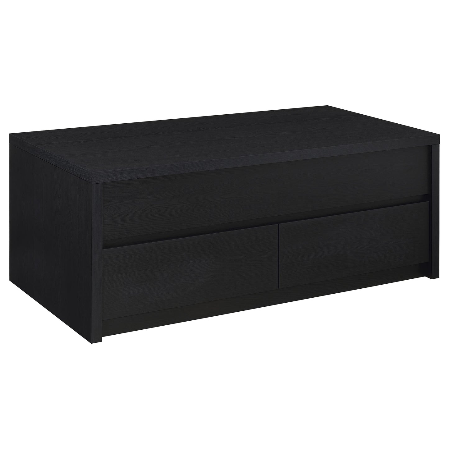 Mesa de centro elevable Knapp con dos cajones, color negro