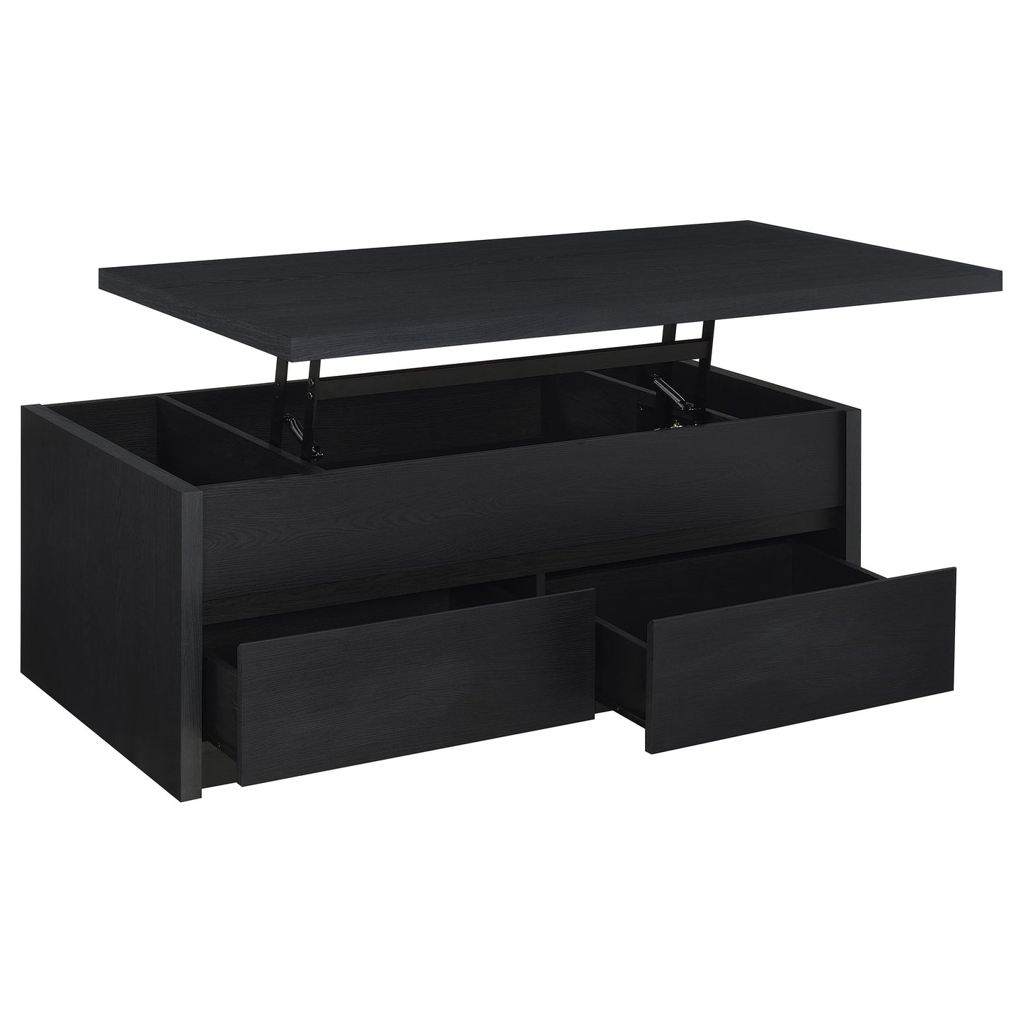 Mesa de centro elevable Knapp con dos cajones, color negro