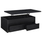 Mesa de centro elevable Knapp con dos cajones, color negro